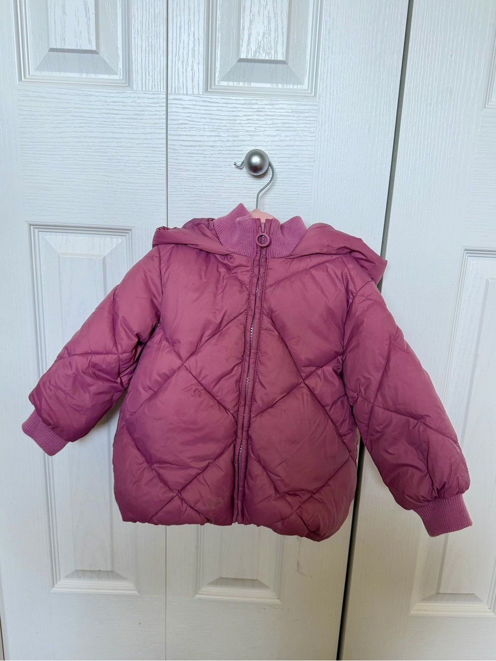 Zara Dusty Rose Quilted Puffer Jacket with Hood